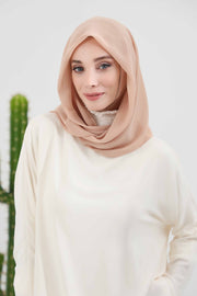 Instant Chiffon Shawl for Women With Cotton Bonnet Chiffon Turban Cap Head Wrap Instant Turban Scarf,PS-45 Sand Brown