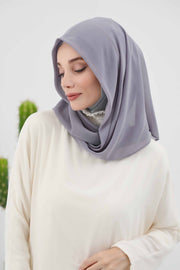 Instant Chiffon Shawl for Women With Cotton Bonnet Chiffon Turban Cap Head Wrap Instant Turban Scarf,PS-45 Grey
