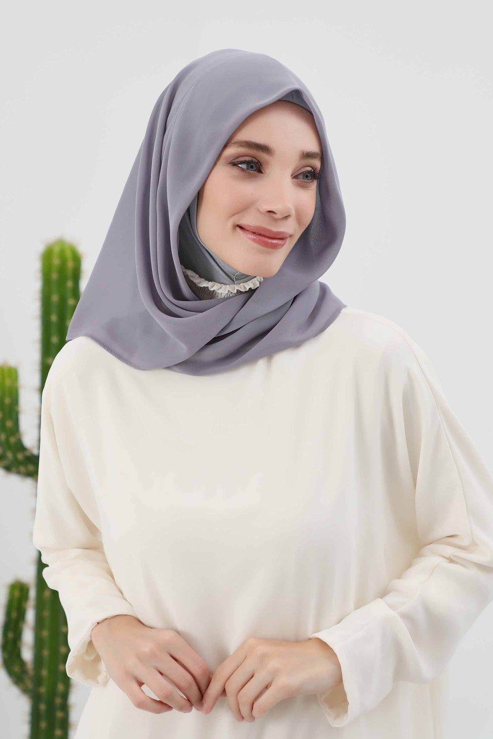 Instant Chiffon Shawl for Women With Cotton Bonnet Chiffon Turban Cap Head Wrap Instant Turban Scarf,PS-45 Grey