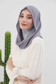 Instant Chiffon Shawl for Women With Cotton Bonnet Chiffon Turban Cap Head Wrap Instant Turban Scarf,PS-45 Grey