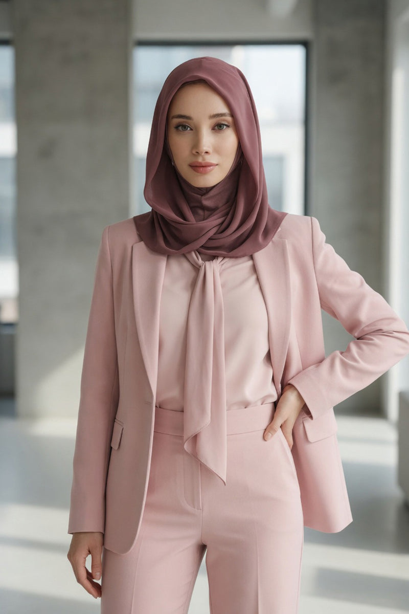 Instant Chiffon Shawl for Women With Cotton Bonnet Chiffon Turban Cap Head Wrap Instant Turban Scarf,PS-45 Dusty Rose