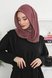 Instant Chiffon Shawl for Women With Cotton Bonnet Chiffon Turban Cap Head Wrap Instant Turban Scarf,PS-45 Dusty Rose
