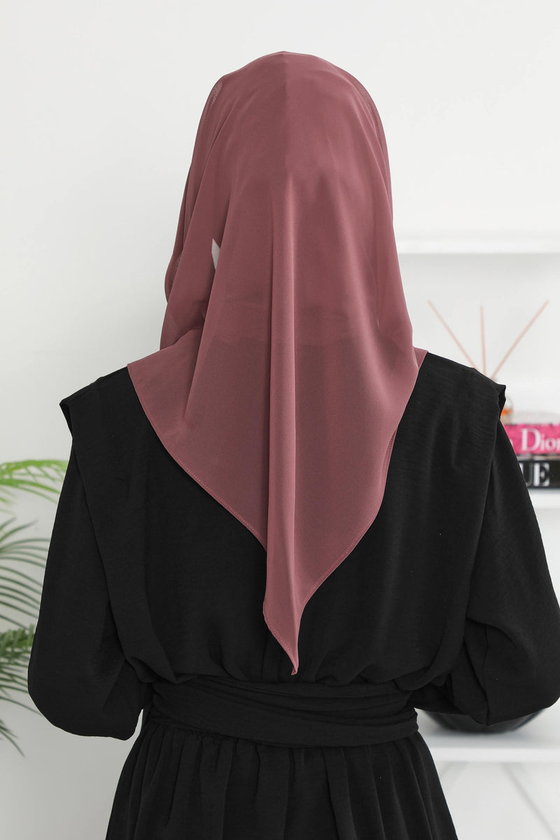 Instant Chiffon Shawl for Women With Cotton Bonnet Chiffon Turban Cap Head Wrap Instant Turban Scarf,PS-45 Dusty Rose