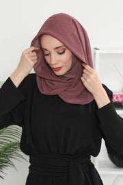 Instant Chiffon Shawl for Women With Cotton Bonnet Chiffon Turban Cap Head Wrap Instant Turban Scarf,PS-45 Dusty Rose