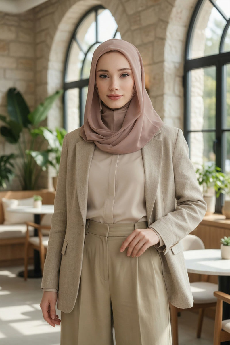 Instant Chiffon Shawl for Women With Cotton Bonnet Chiffon Turban Cap Head Wrap Instant Turban Scarf,PS-45 Dark Mink