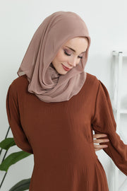 Instant Chiffon Shawl for Women With Cotton Bonnet Chiffon Turban Cap Head Wrap Instant Turban Scarf,PS-45 Dark Mink