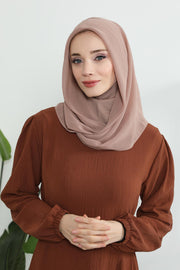Instant Chiffon Shawl for Women With Cotton Bonnet Chiffon Turban Cap Head Wrap Instant Turban Scarf,PS-45 Dark Mink