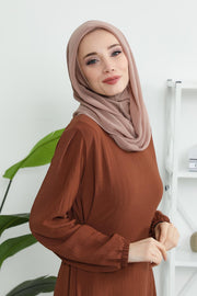 Instant Chiffon Shawl for Women With Cotton Bonnet Chiffon Turban Cap Head Wrap Instant Turban Scarf,PS-45 Dark Mink