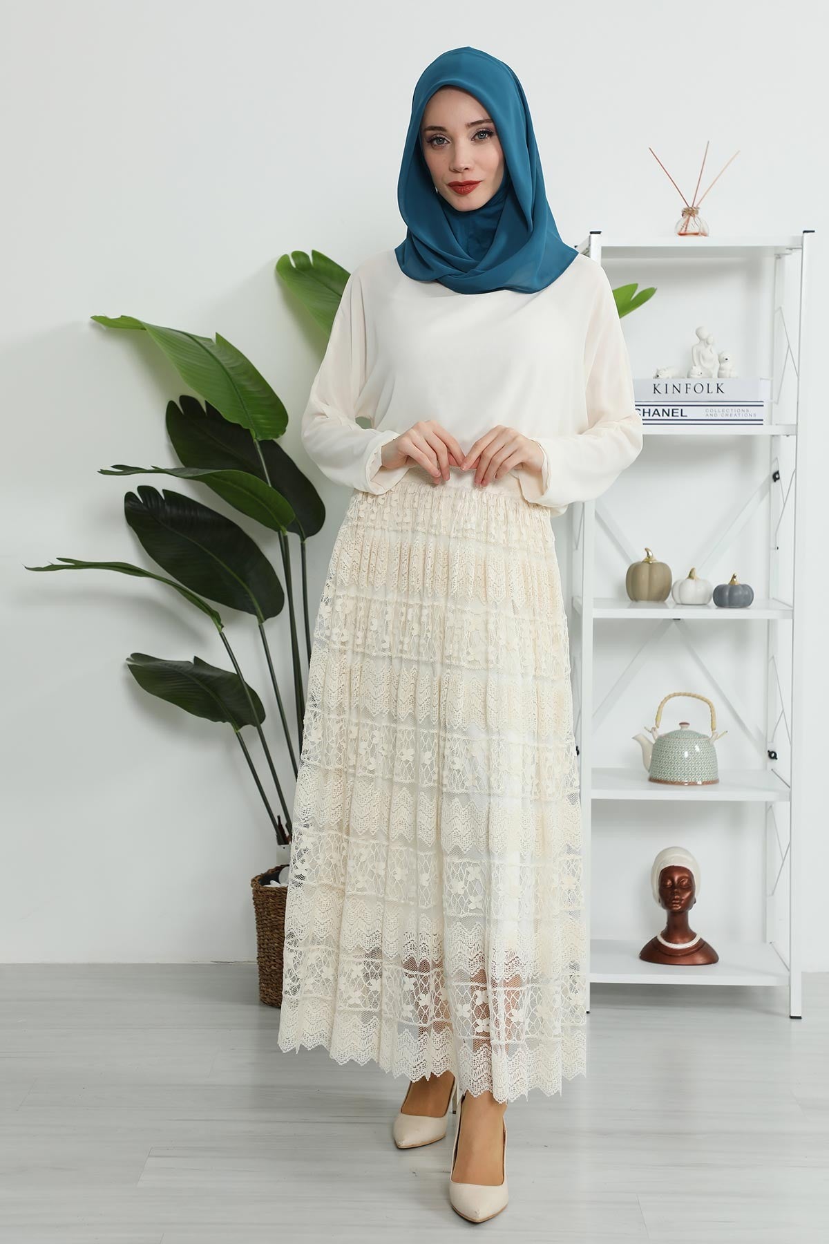Instant Chiffon Shawl for Women With Cotton Bonnet Chiffon Turban Cap Head Wrap Instant Turban Scarf,PS-45 Petrol Blue