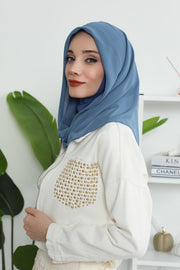 Instant Chiffon Shawl for Women With Cotton Bonnet Chiffon Turban Cap Head Wrap Instant Turban Scarf,PS-45 İndigo