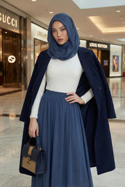 Instant Chiffon Shawl for Women With Cotton Bonnet Chiffon Turban Cap Head Wrap Instant Turban Scarf,PS-45 Dark Blue