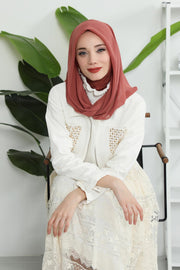 Instant Chiffon Shawl for Women With Cotton Bonnet Chiffon Turban Cap Head Wrap Instant Turban Scarf,PS-45 Cinnamon