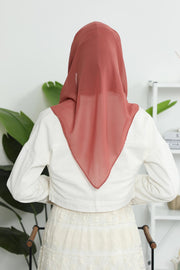 Instant Chiffon Shawl for Women With Cotton Bonnet Chiffon Turban Cap Head Wrap Instant Turban Scarf,PS-45 Cinnamon
