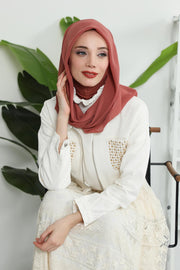Instant Chiffon Shawl for Women With Cotton Bonnet Chiffon Turban Cap Head Wrap Instant Turban Scarf,PS-45 Cinnamon