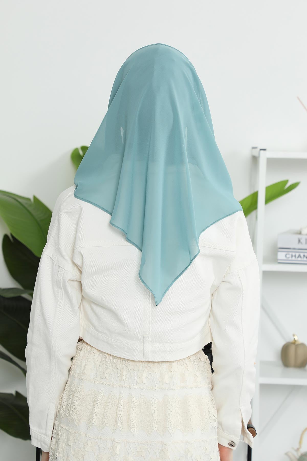 Instant Chiffon Shawl for Women With Cotton Bonnet Chiffon Turban Cap Head Wrap Instant Turban Scarf,PS-45 Almond Green