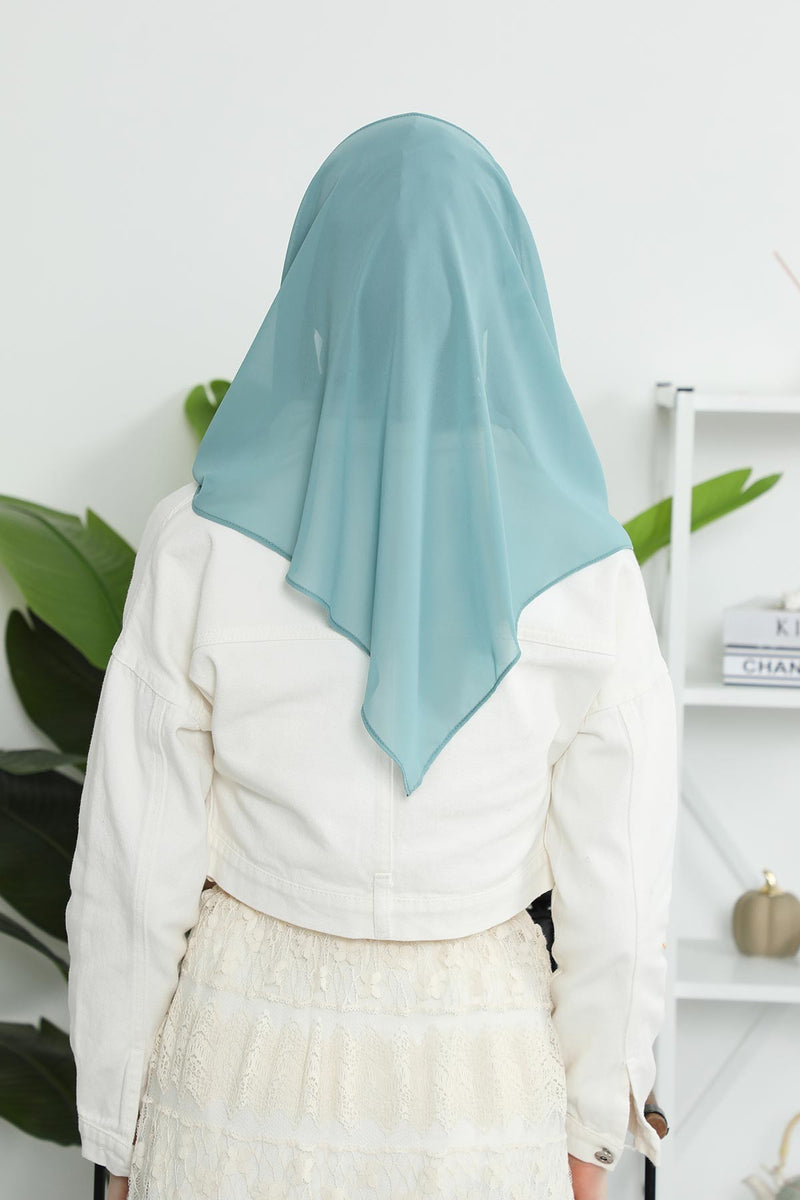Instant Chiffon Shawl for Women With Cotton Bonnet Chiffon Turban Cap Head Wrap Instant Turban Scarf,PS-45 Almond Green