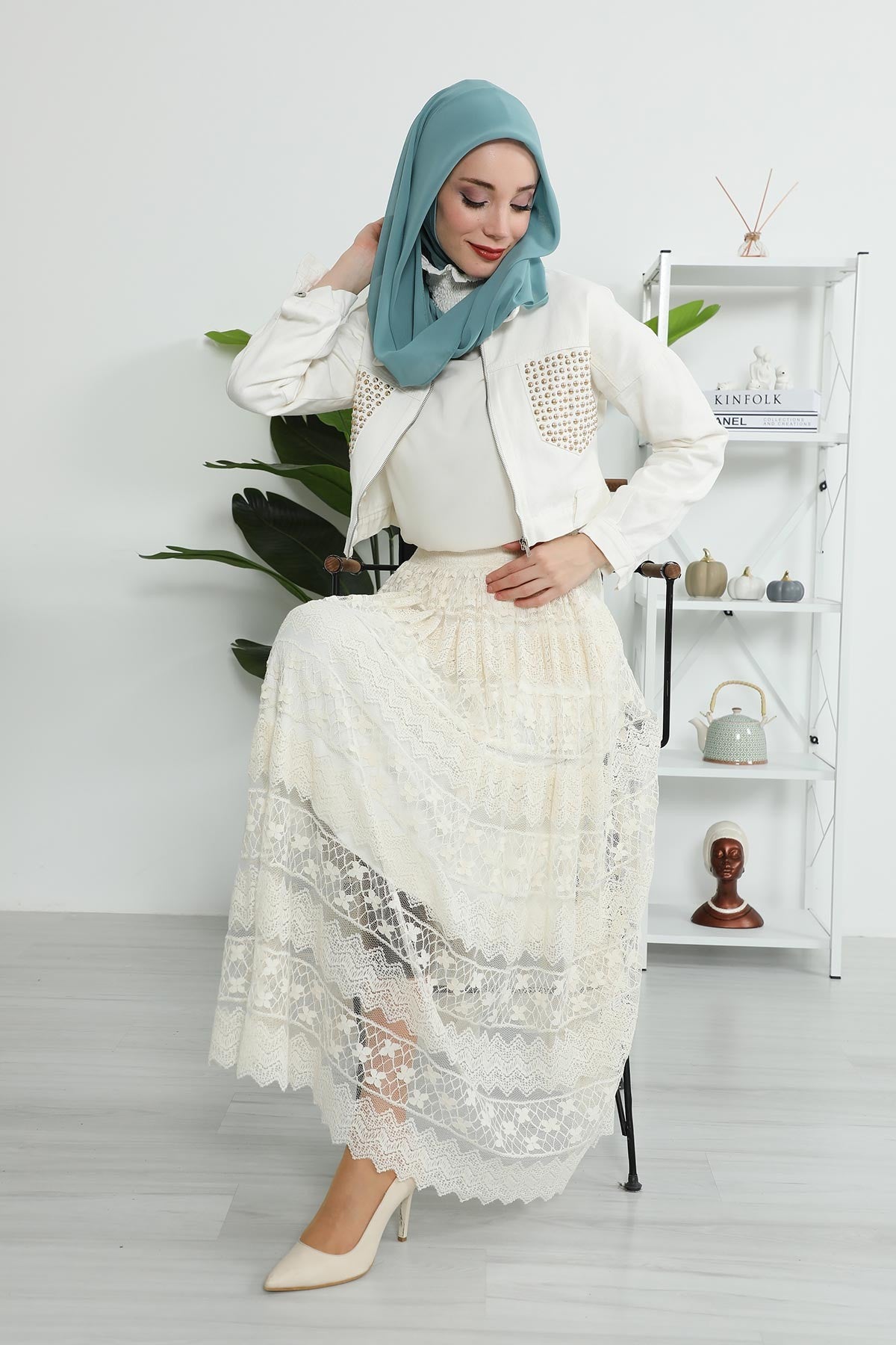 Instant Chiffon Shawl for Women With Cotton Bonnet Chiffon Turban Cap Head Wrap Instant Turban Scarf,PS-45 Almond Green