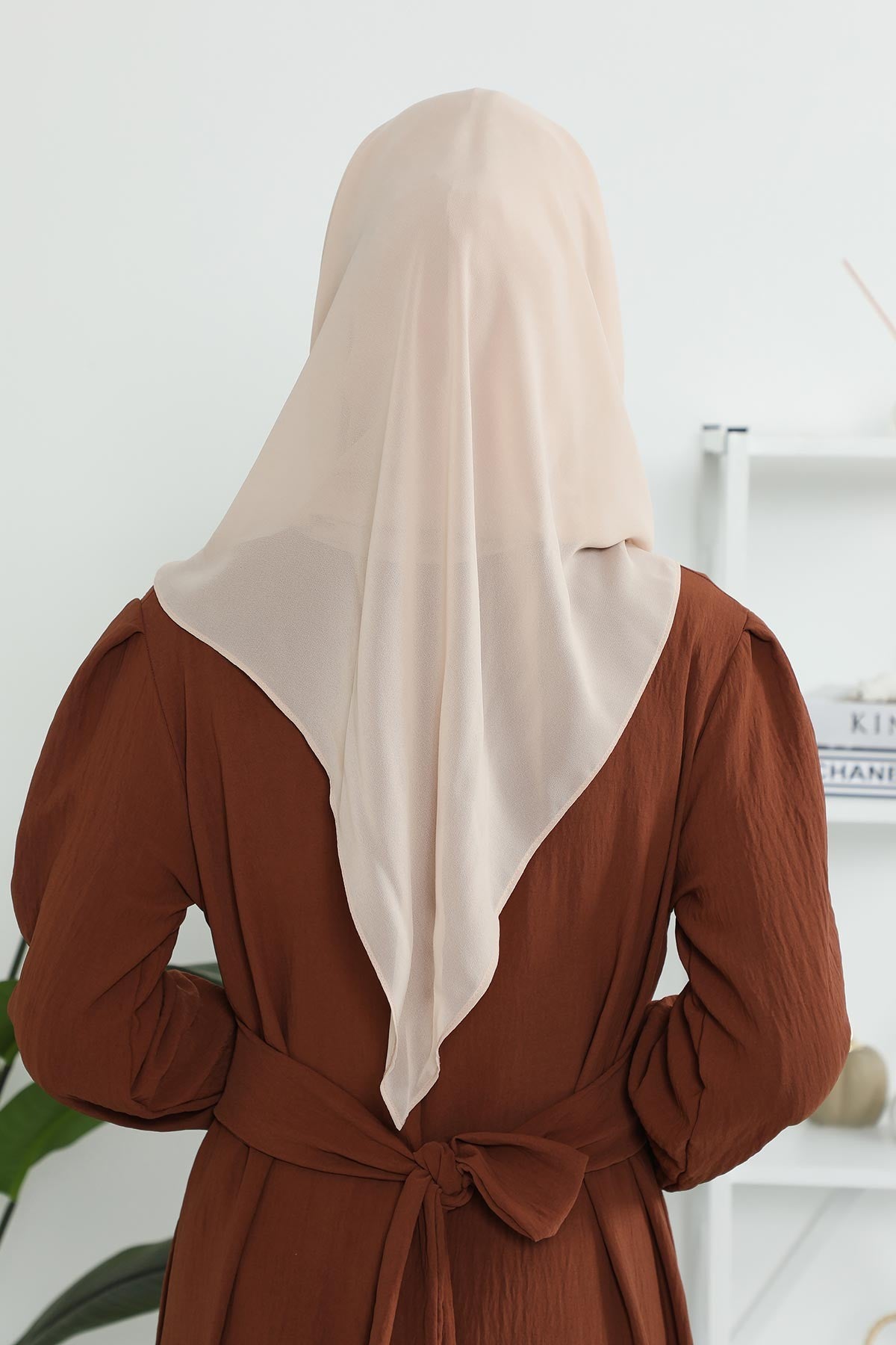 Instant Chiffon Shawl for Women With Cotton Bonnet Chiffon Turban Cap Head Wrap Instant Turban Scarf,PS-45 Light Mink