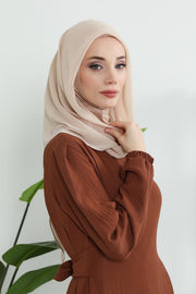 Instant Chiffon Shawl for Women With Cotton Bonnet Chiffon Turban Cap Head Wrap Instant Turban Scarf,PS-45 Light Mink