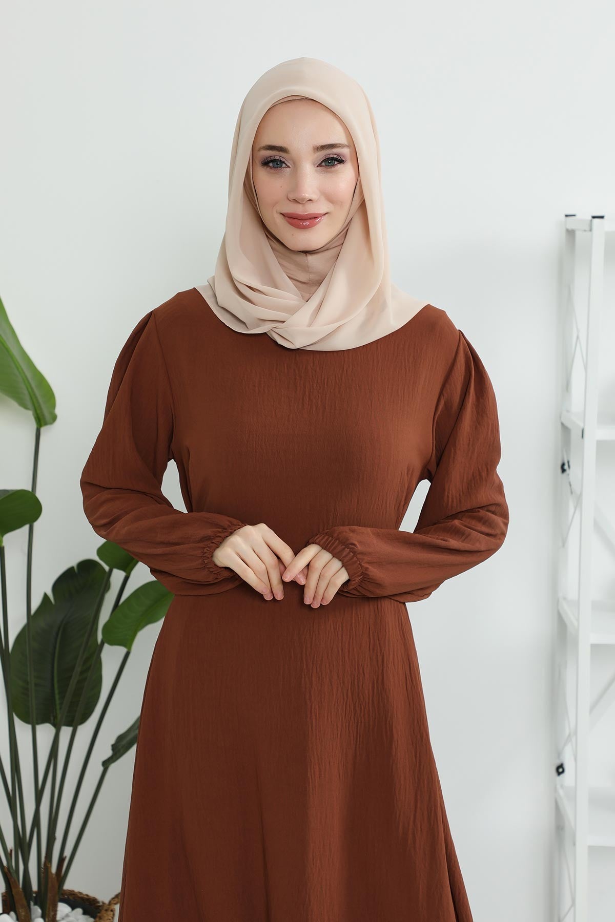 Instant Chiffon Shawl for Women With Cotton Bonnet Chiffon Turban Cap Head Wrap Instant Turban Scarf,PS-45 Light Mink