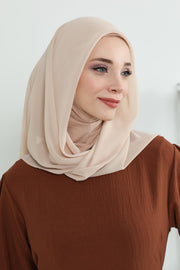 Instant Chiffon Shawl for Women With Cotton Bonnet Chiffon Turban Cap Head Wrap Instant Turban Scarf,PS-45 Light Mink