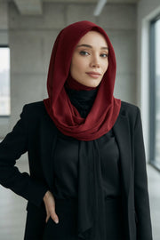 Instant Chiffon Shawl for Women With Cotton Bonnet Chiffon Turban Cap Head Wrap Instant Turban Scarf,PS-45 Maroon