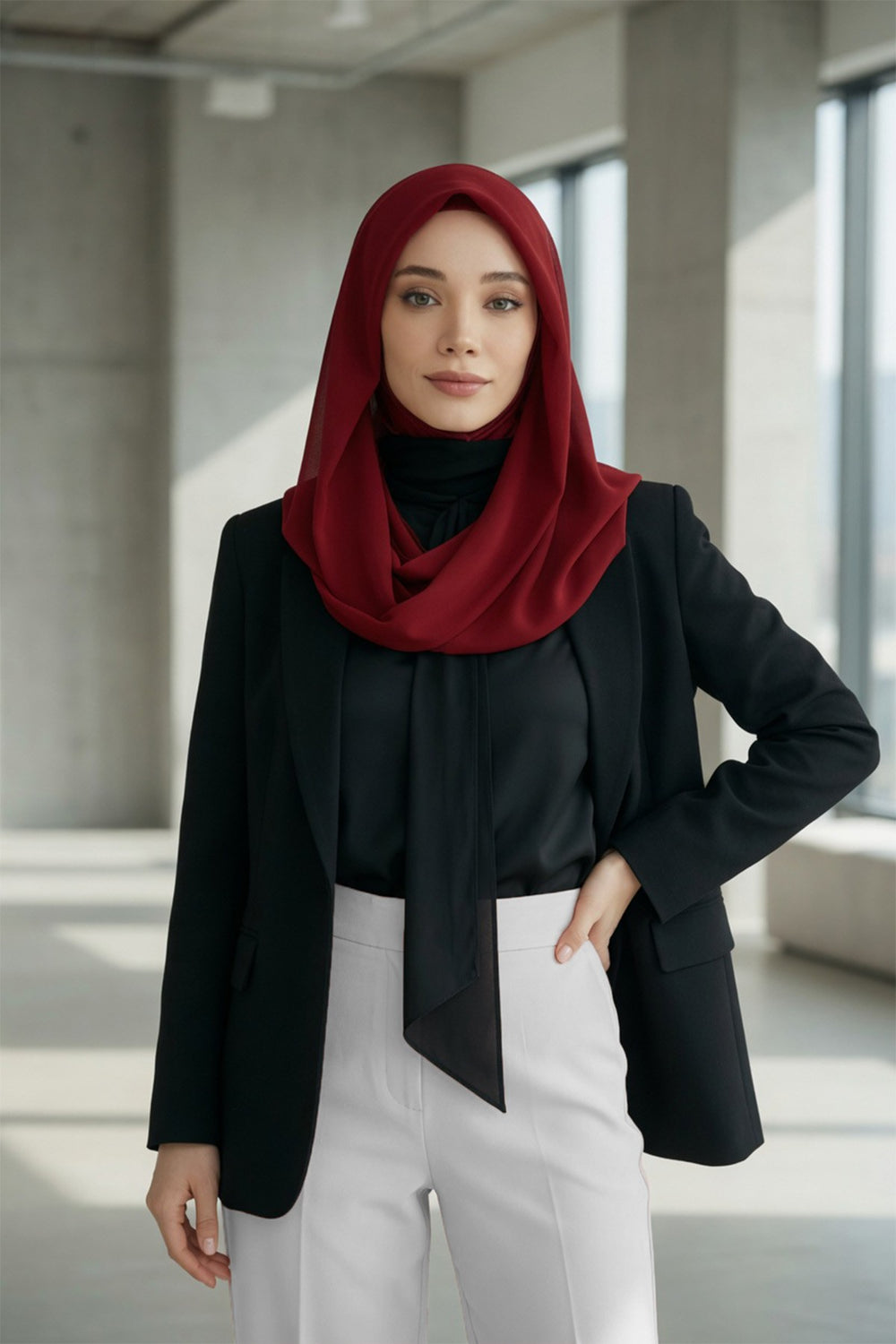 Instant Chiffon Shawl for Women With Cotton Bonnet Chiffon Turban Cap Head Wrap Instant Turban Scarf,PS-45 Maroon