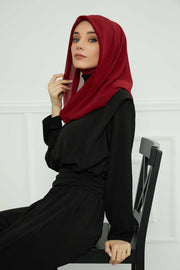 Instant Chiffon Shawl for Women With Cotton Bonnet Chiffon Turban Cap Head Wrap Instant Turban Scarf,PS-45 Maroon