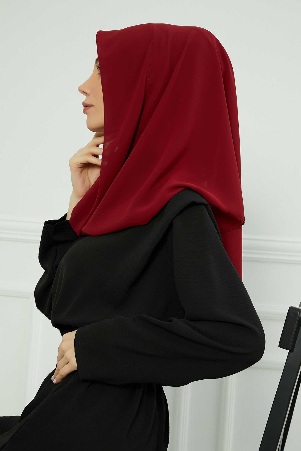 Instant Chiffon Shawl for Women With Cotton Bonnet Chiffon Turban Cap Head Wrap Instant Turban Scarf,PS-45 Maroon