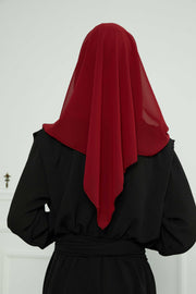 Instant Chiffon Shawl for Women With Cotton Bonnet Chiffon Turban Cap Head Wrap Instant Turban Scarf,PS-45 Maroon