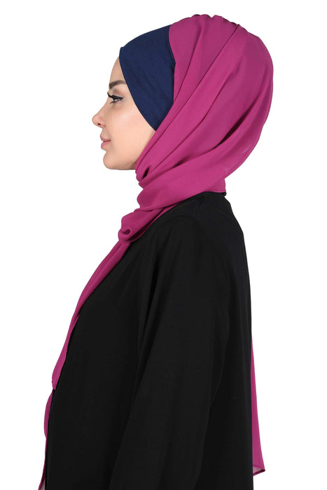 Instant Chiffon Shawl for Women With Cotton Bonnet Chiffon Turban Cap Head Wrap Instant Turban Scarf,BS-2