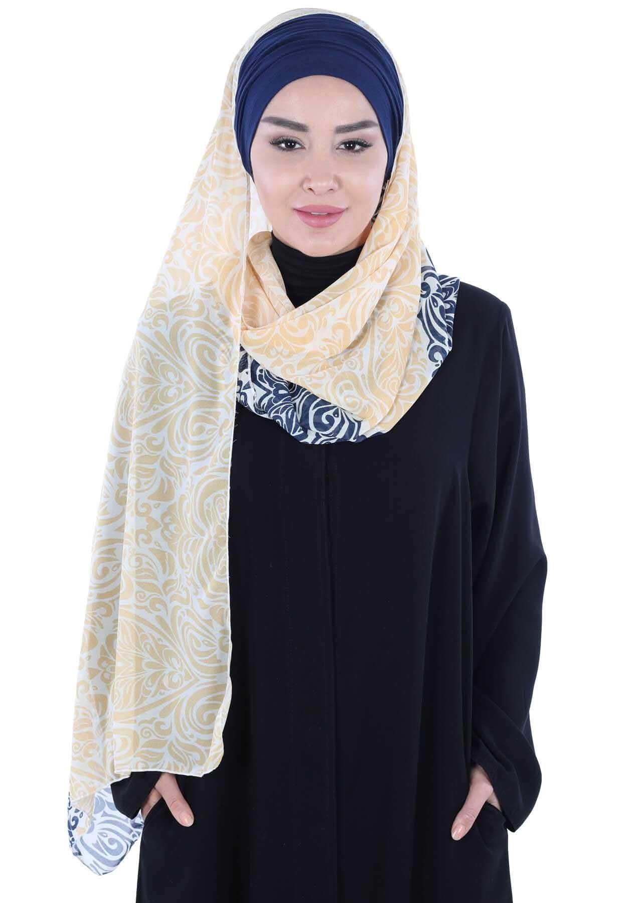 Instant Chiffon Shawl for Women With Cotton Bonnet Chiffon Turban Cap Head Wrap Instant Turban Scarf,BTS-1 Brown