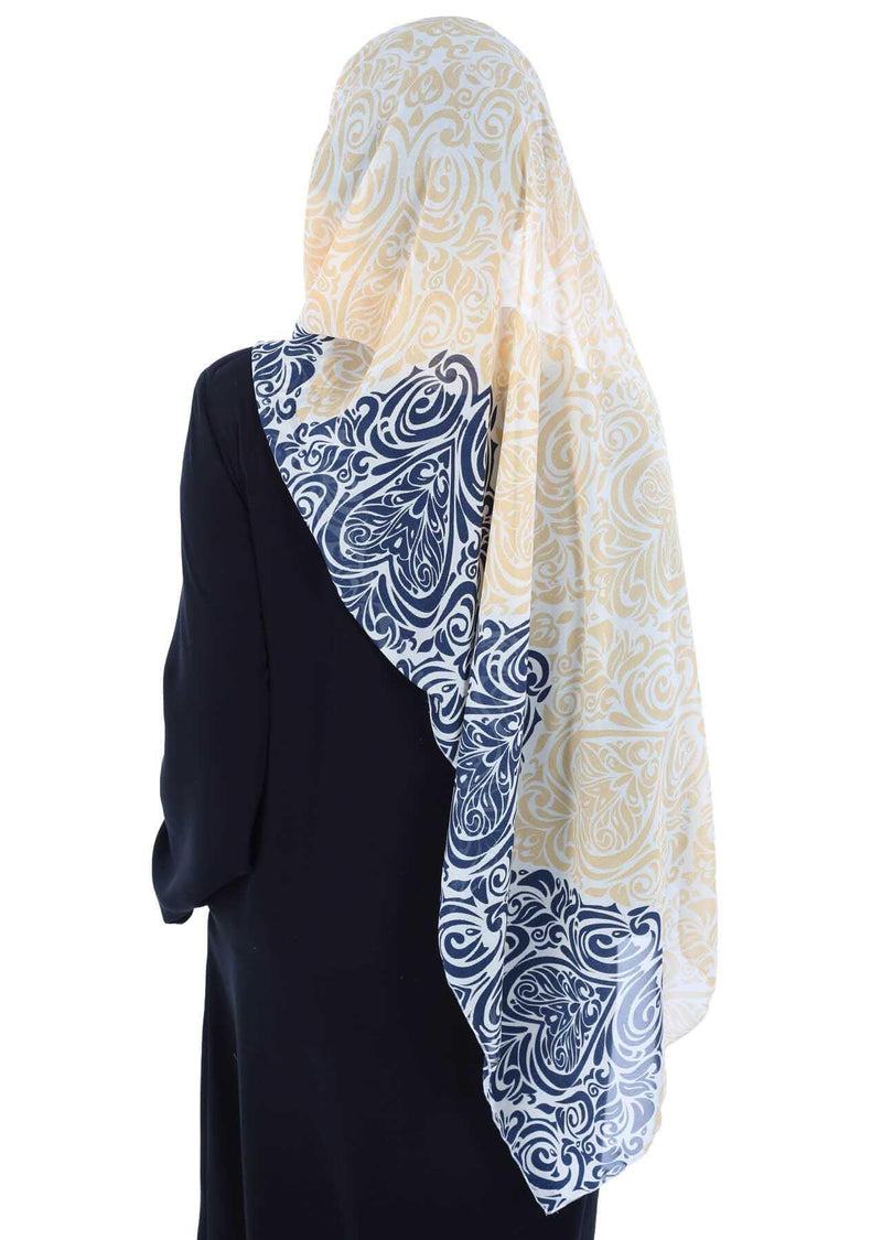 Instant Chiffon Shawl for Women With Cotton Bonnet Chiffon Turban Cap Head Wrap Instant Turban Scarf,BTS-1 Navy Blue