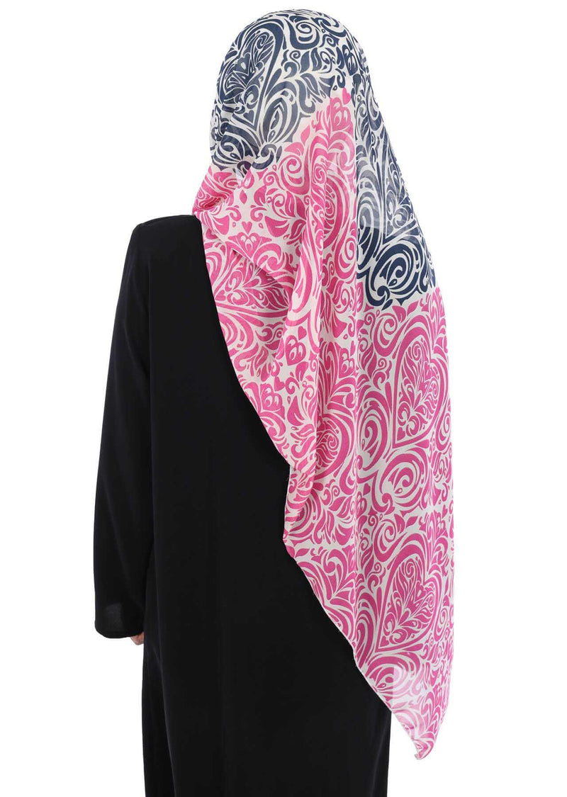 Instant Chiffon Shawl for Women With Cotton Bonnet Chiffon Turban Cap Head Wrap Instant Turban Scarf,BTS-1 Navy Blue