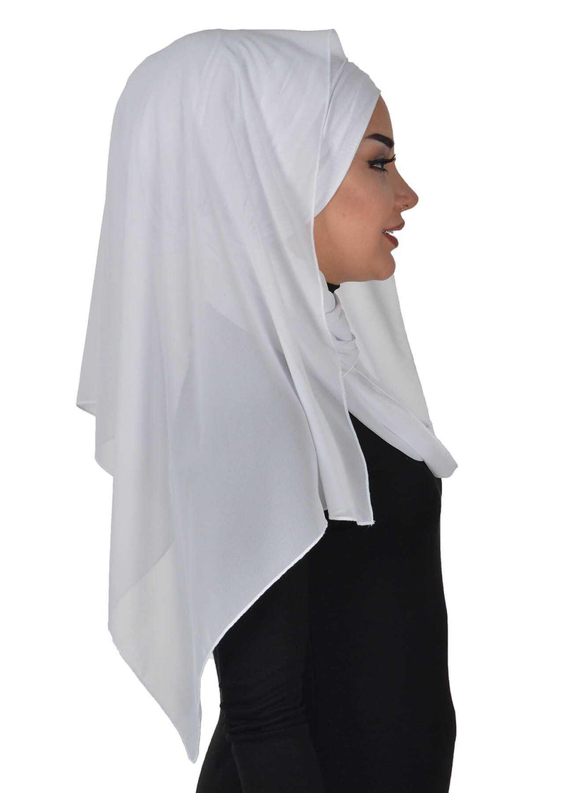 Instant Chiffon Shawl for Women With Cotton Bonnet Chiffon Turban Cap Head Wrap Instant Turban Scarf,BTS-1 Navy Blue