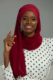 Instant Chiffon Shawl for Women With Cotton Bonnet Chiffon Turban Cap Head Wrap Instant Turban Scarf,BTS-1 Baby Blue