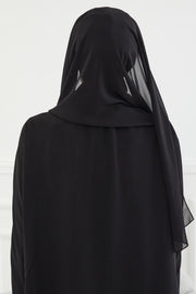 Instant Chiffon Shawl for Women With Cotton Bonnet Chiffon Turban Cap Head Wrap Instant Turban Scarf,BTS-1 Black