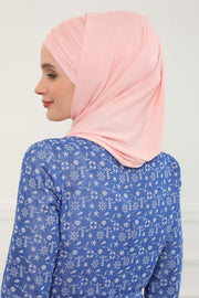 Instant Chiffon Shawl for Women With Cotton Bonnet Chiffon Turban Cap Head Wrap Instant Turban Scarf,BTS-1 Powder