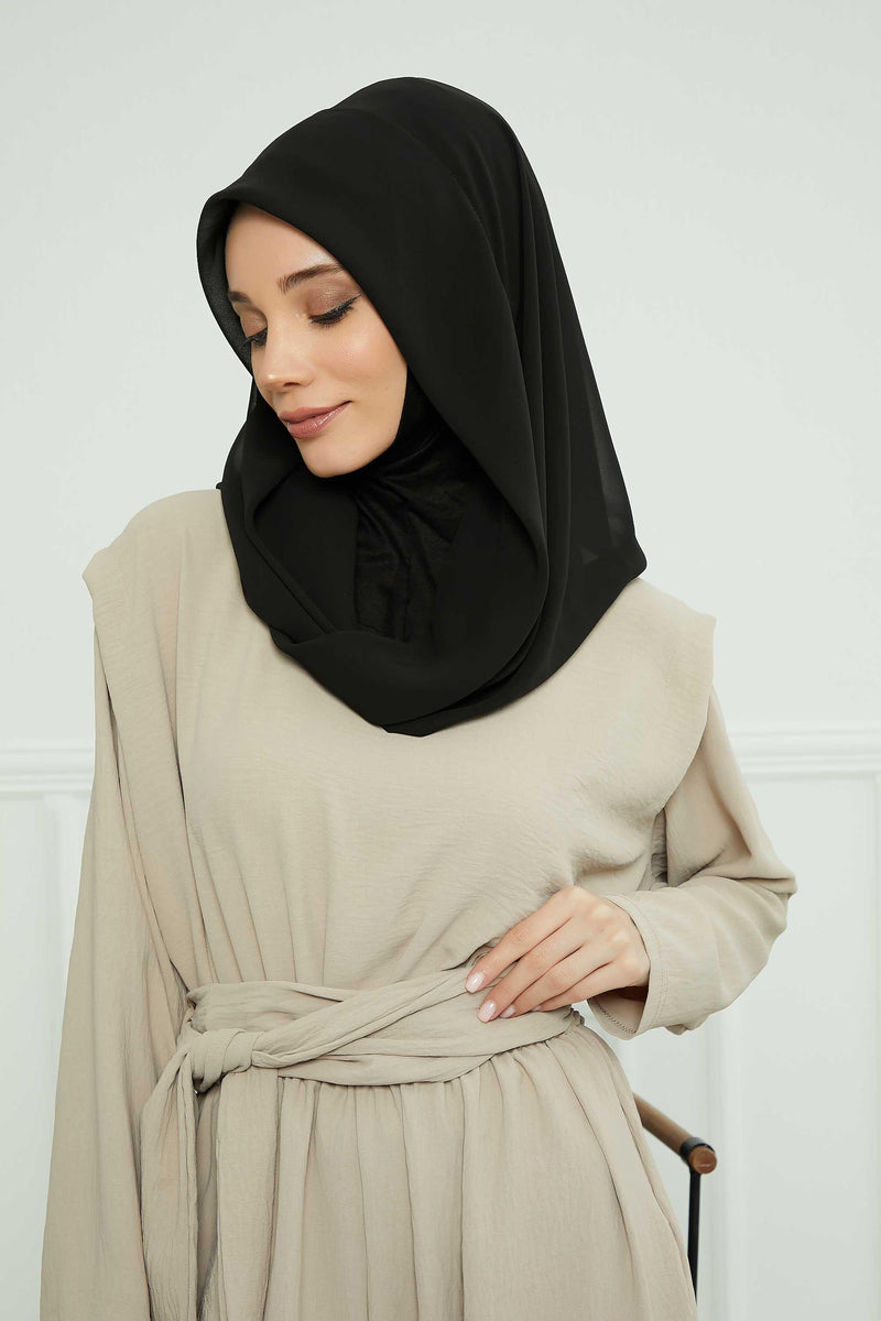 Instant Chiffon Shawl for Women With Cotton Bonnet Chiffon Turban Cap Head Wrap Instant Turban Scarf,PS-45