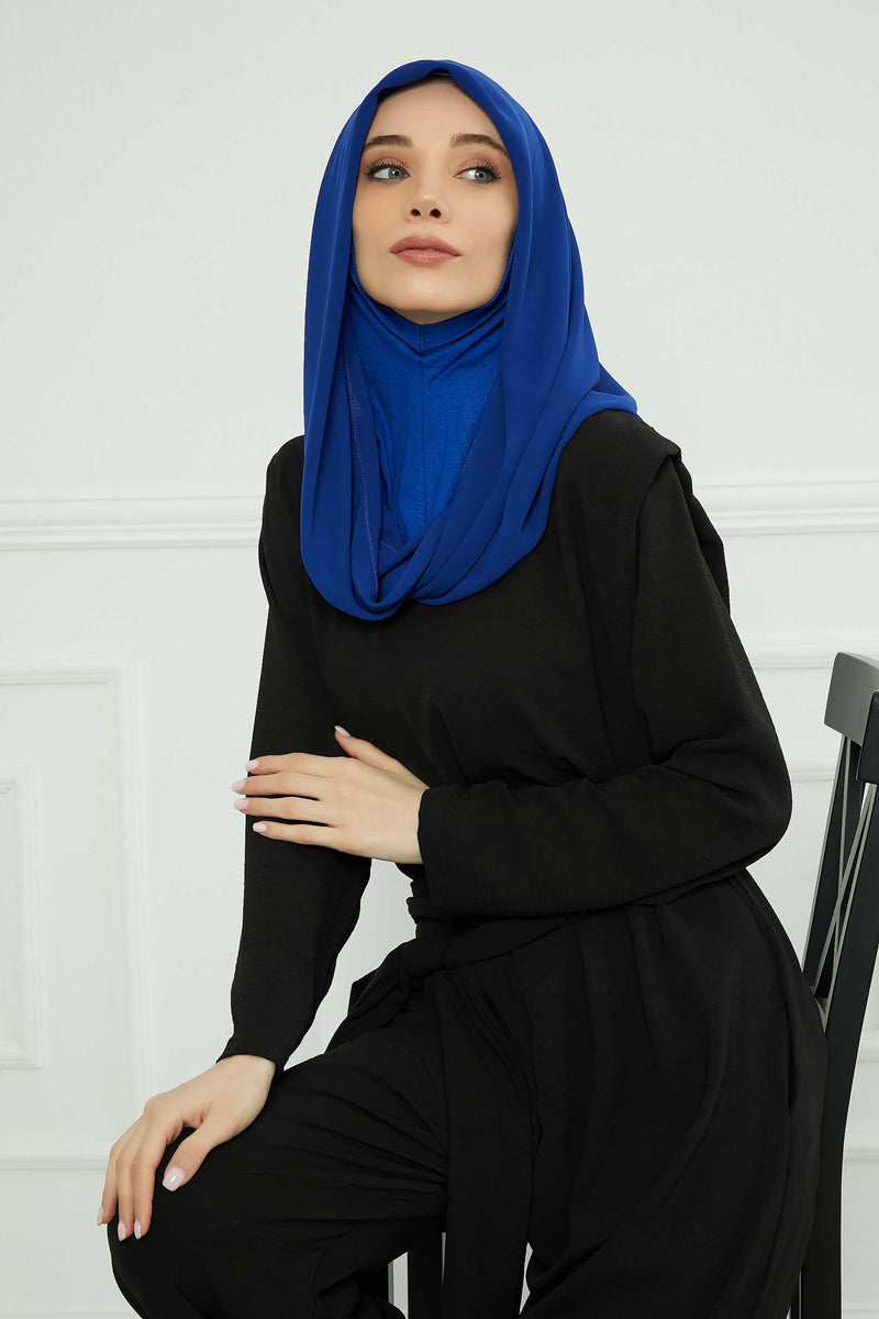 Instant Chiffon Shawl for Women With Cotton Bonnet Chiffon Turban Cap Head Wrap Instant Turban Scarf,PS-45