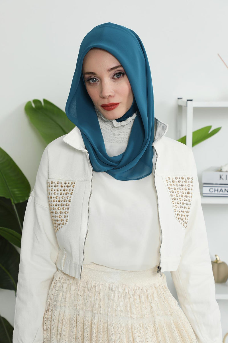 Instant Chiffon Shawl for Women With Cotton Bonnet Chiffon Turban Cap Head Wrap Instant Turban Scarf,PS-45