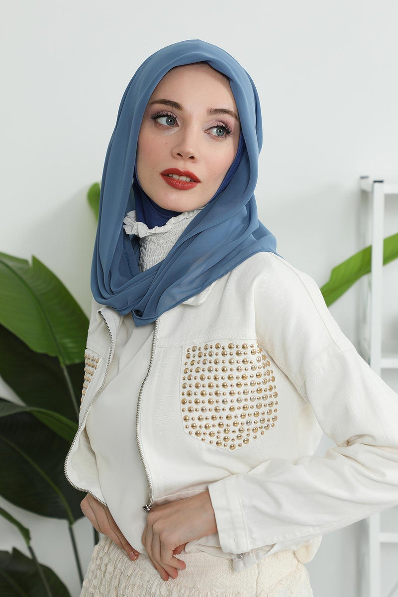 Instant Chiffon Shawl for Women With Cotton Bonnet Chiffon Turban Cap Head Wrap Instant Turban Scarf,PS-45