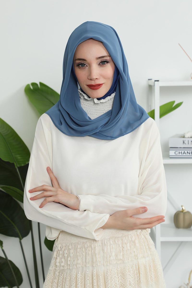 Instant Chiffon Shawl for Women With Cotton Bonnet Chiffon Turban Cap Head Wrap Instant Turban Scarf,PS-45