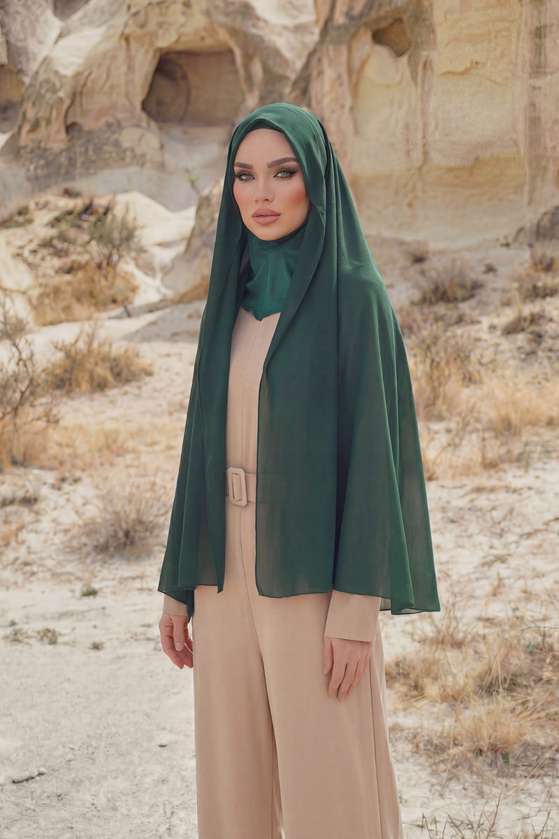 Instant Chiffon Shawl Headscarf for Women with Cotton Bonnet Chiffon Turban Cap, Ready-to-Wear Soft Chiffon Shawl Instant Hijab Wrap,PS-46