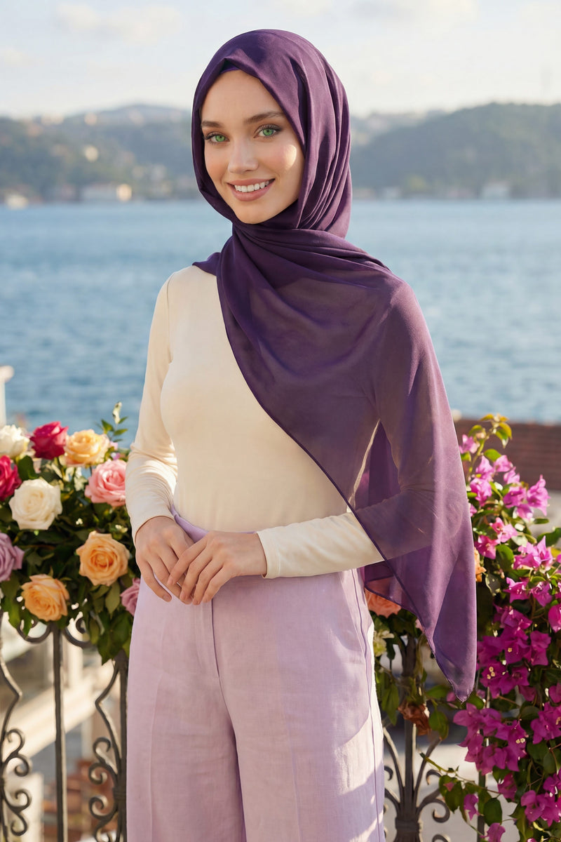 Instant Chiffon Shawl Headscarf for Women with Cotton Bonnet Chiffon Turban Cap, Ready-to-Wear Soft Chiffon Shawl Instant Hijab Wrap,PS-46