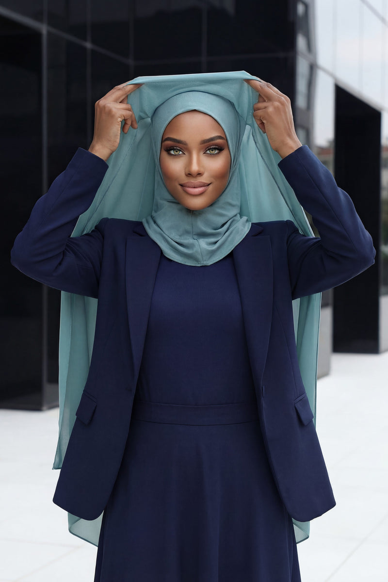 Instant Chiffon Shawl Headscarf for Women with Cotton Bonnet Chiffon Turban Cap, Ready-to-Wear Soft Chiffon Shawl Instant Hijab Wrap,PS-46