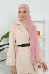 Instant Chiffon Shawl Headscarf for Women with Cotton Bonnet Chiffon Turban Cap, Ready-to-Wear Soft Chiffon Shawl Instant Hijab Wrap,PS-46 Powder
