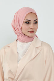 Instant Chiffon Shawl Headscarf for Women with Cotton Bonnet Chiffon Turban Cap, Ready-to-Wear Soft Chiffon Shawl Instant Hijab Wrap,PS-46 Powder