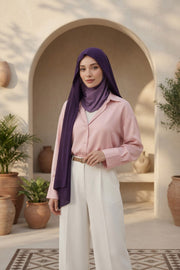 Instant Chiffon Shawl Headscarf for Women with Cotton Bonnet Chiffon Turban Cap, Ready-to-Wear Soft Chiffon Shawl Instant Hijab Wrap,PS-46 Purple