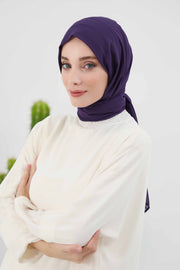 Instant Chiffon Shawl Headscarf for Women with Cotton Bonnet Chiffon Turban Cap, Ready-to-Wear Soft Chiffon Shawl Instant Hijab Wrap,PS-46 Purple